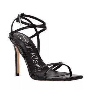 Calvin Klein Glossy Black Strappy Heels